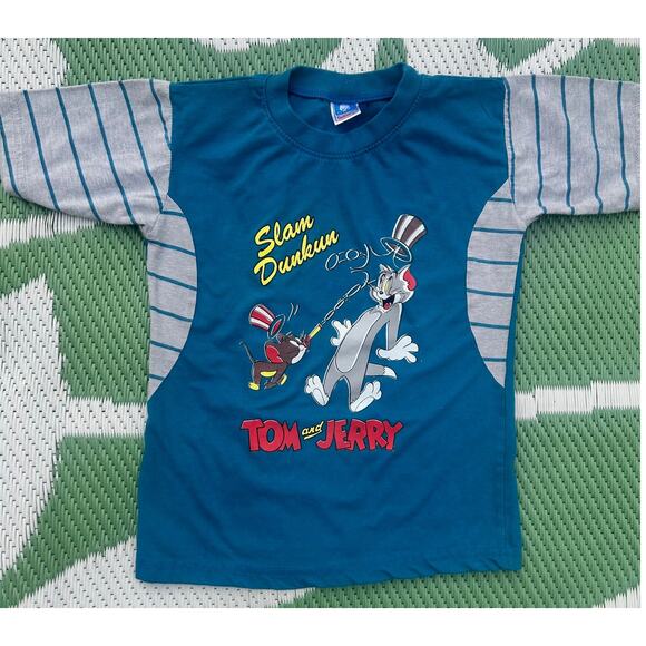 Cotton Other - Vintage Bootleg Tom and Jerry “Slam Dunkin” Cartoon Tee | Kids Graphic Shirt